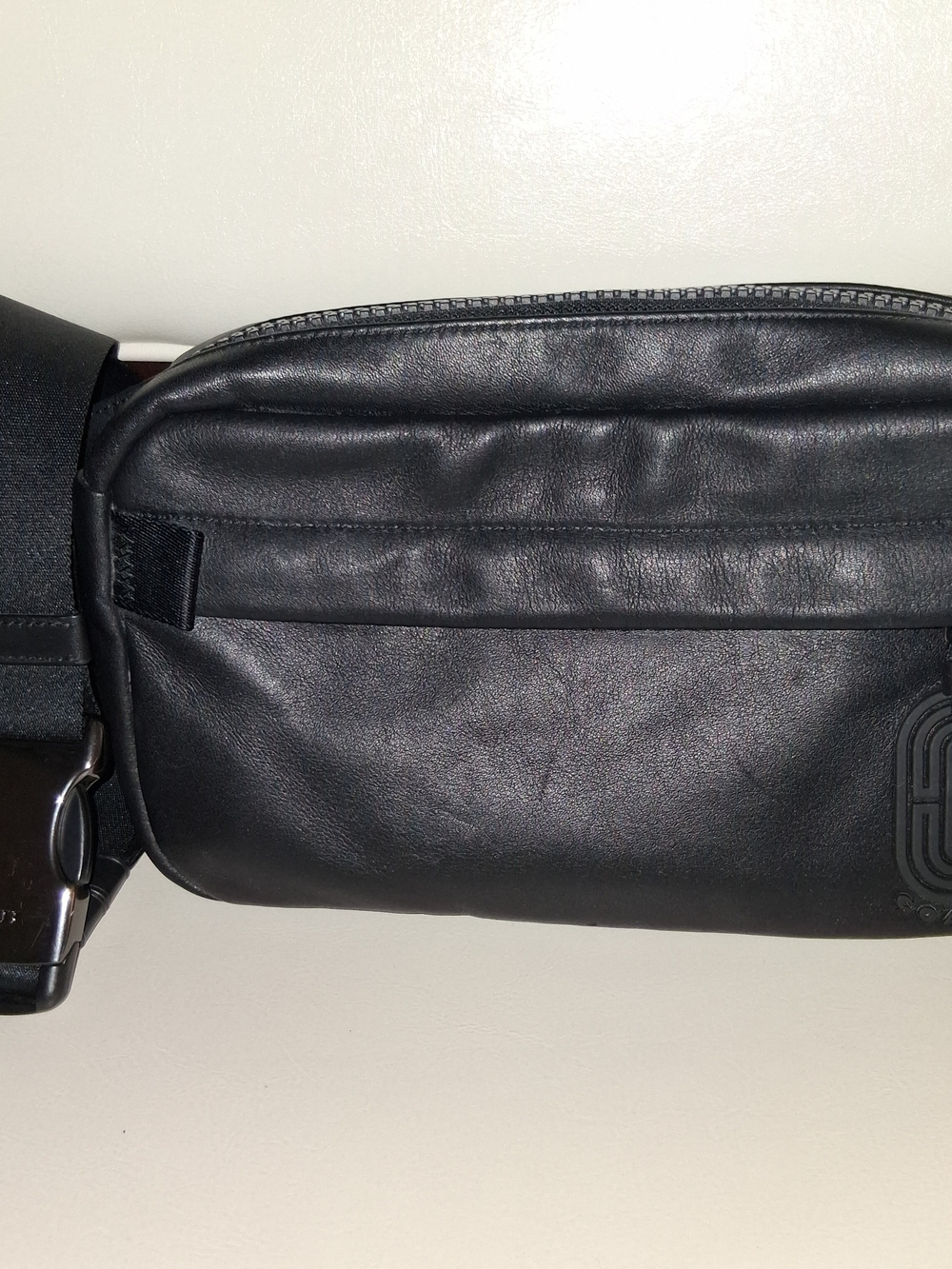 Coach Black Leather Belt Bag with Subtle Logo